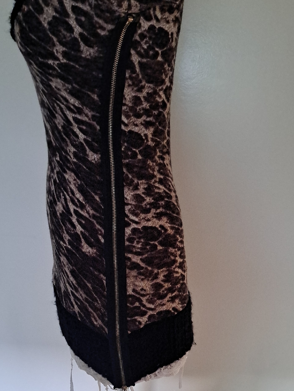 Women's Leopard Print Cowl Neck Sweater - Black & Brown - Picture 4 of 12